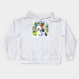 Watercolor Wire Fox Terrier Puppies - Cute Puppy Kids Hoodie